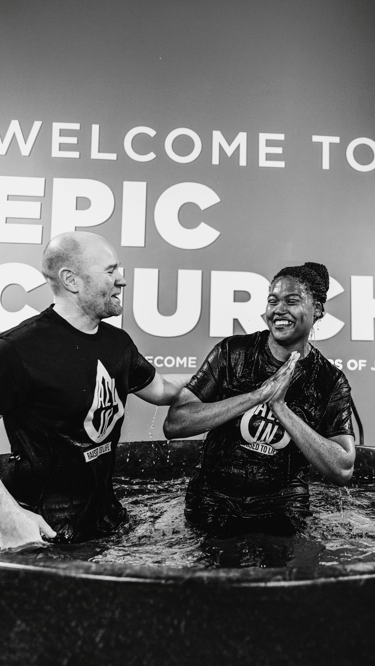 Person getting baptized at Epic Church